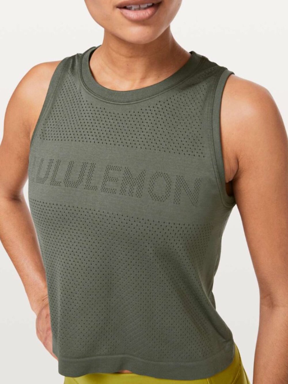 Lululemon Breeze By Muscle Crop Tank Grey Sage - Size 6